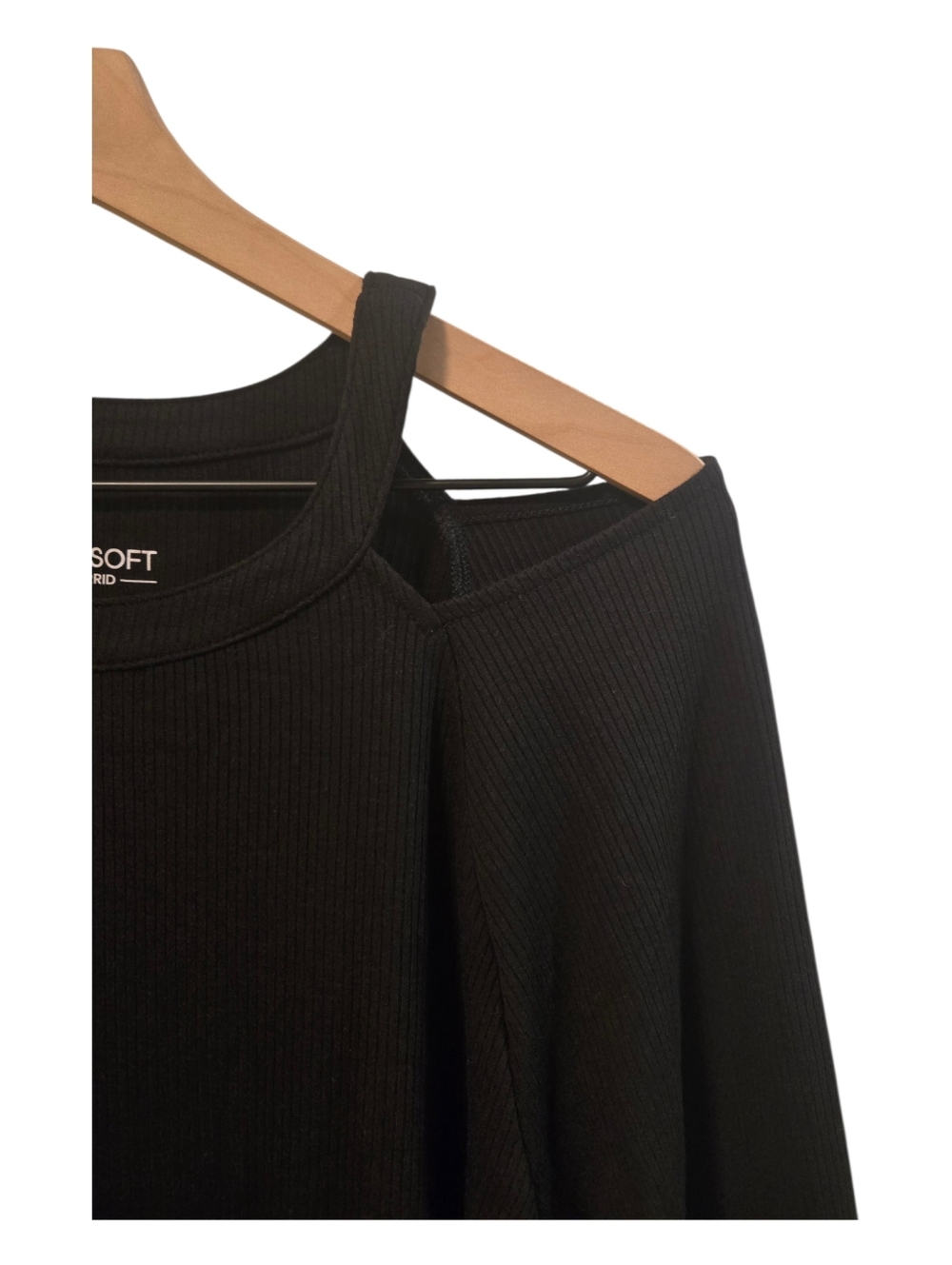 Torrid Black Super Soft Rib Knit Cold Should Elbow Sleeve Top Size 2 New - Picture 3 of 7